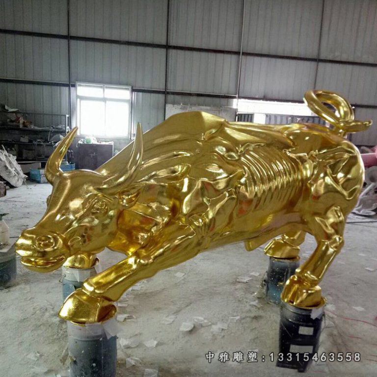 广场不锈钢动物牛雕塑