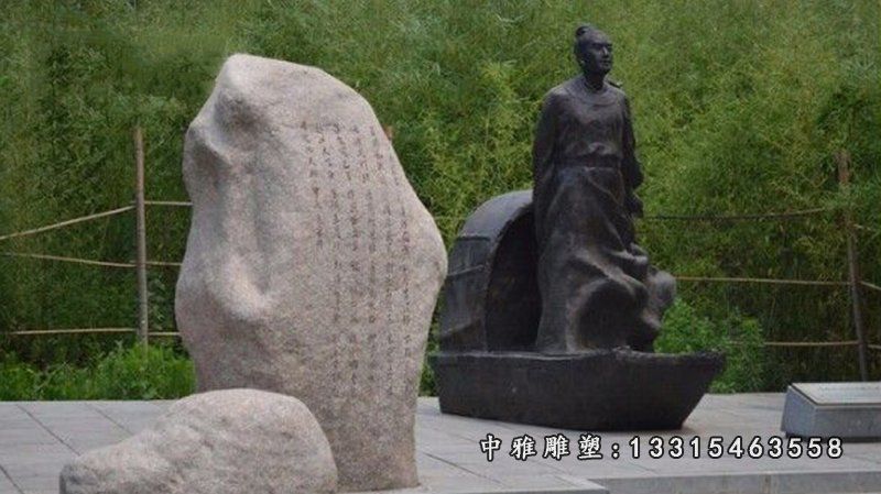 古代柳敬亭人物铜雕