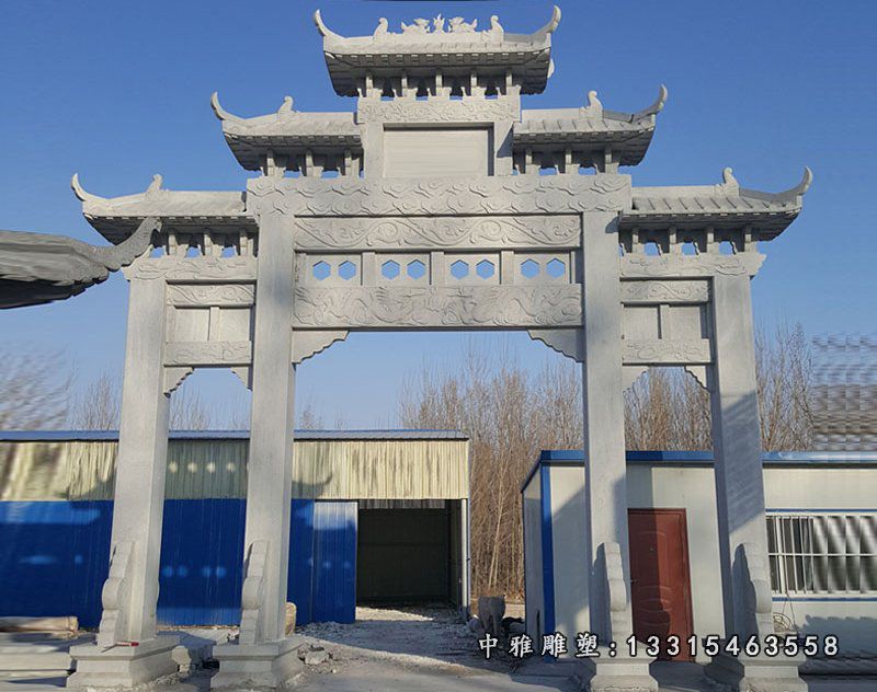 石雕大型三门牌坊