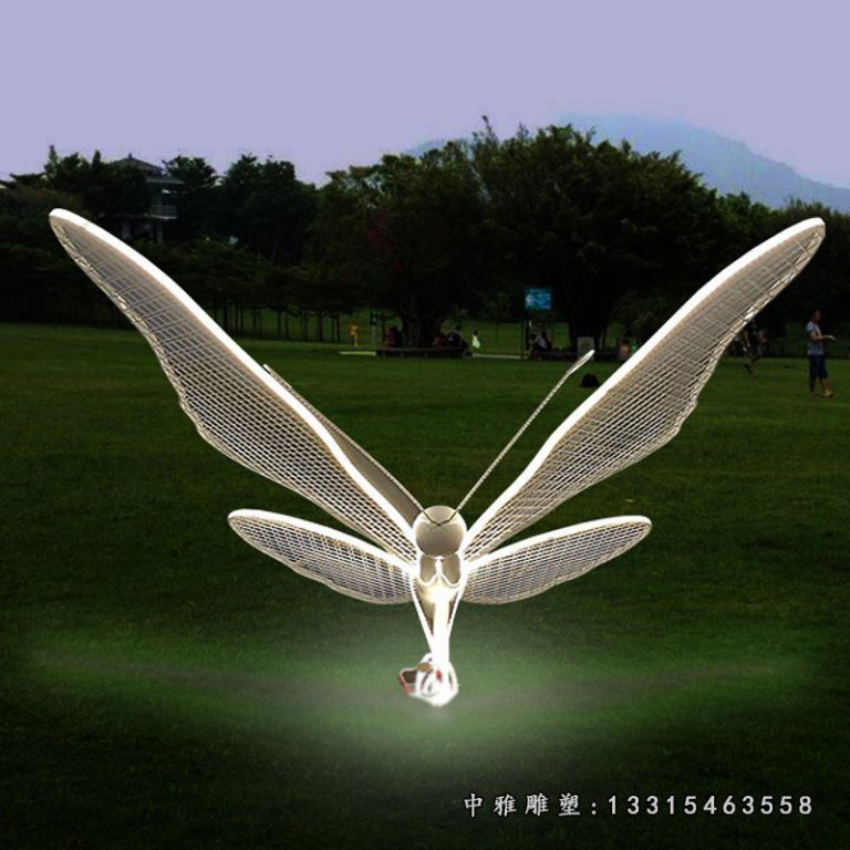 不锈钢照明蜻蜓雕塑