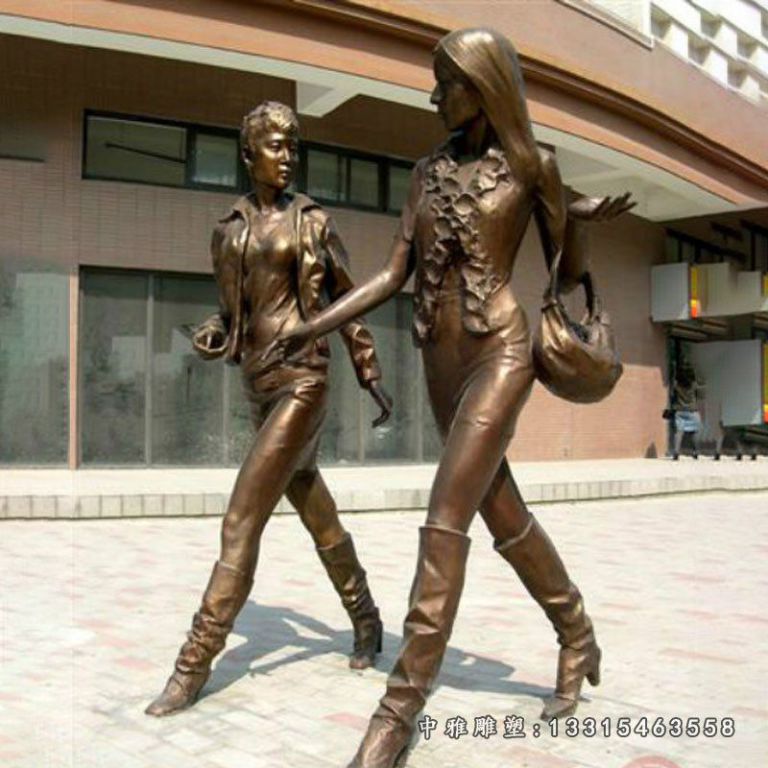 铜雕逛街商场人物雕塑