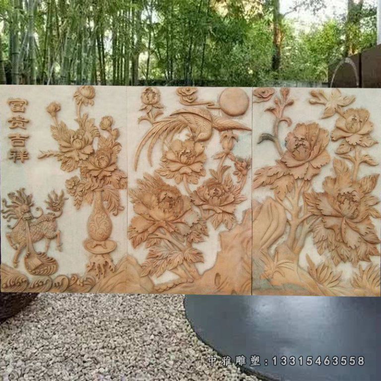 晚霞红浮雕花开富贵