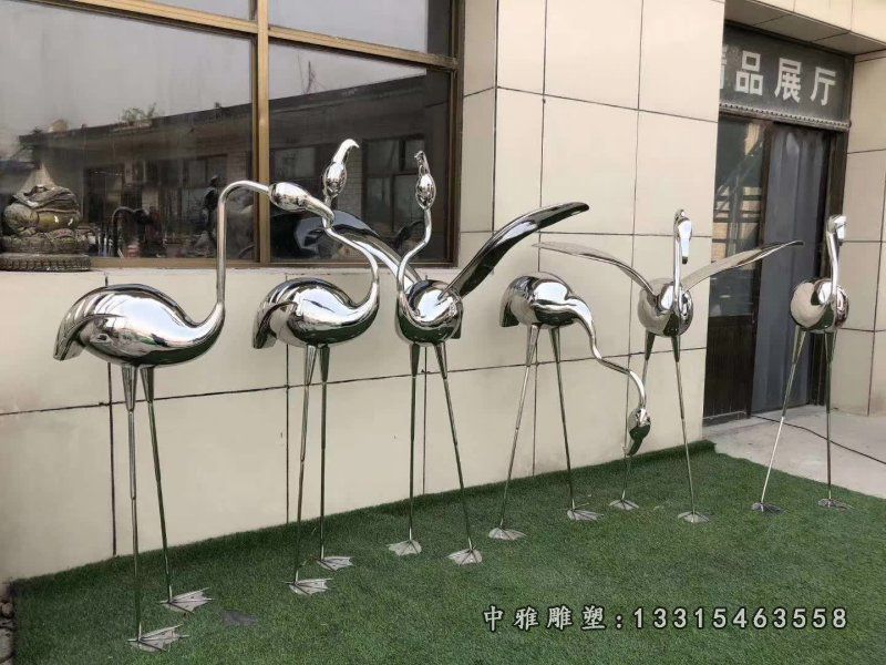 不锈钢抽象火烈鸟雕塑