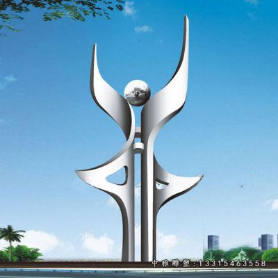 大型不锈钢企业标志雕塑