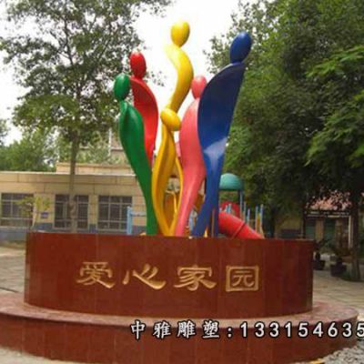 不锈钢彩绘抽象人物雕塑