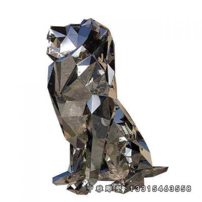 不锈钢几何抽象狮子雕塑