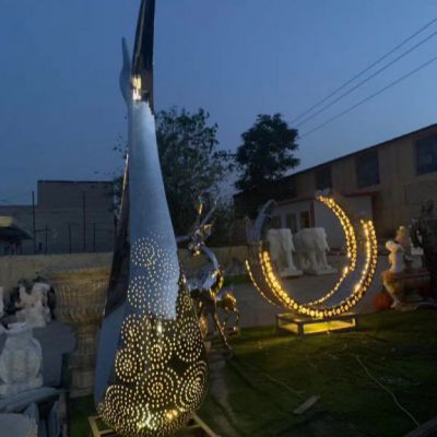 镜面不锈钢抽象天鹅雕塑