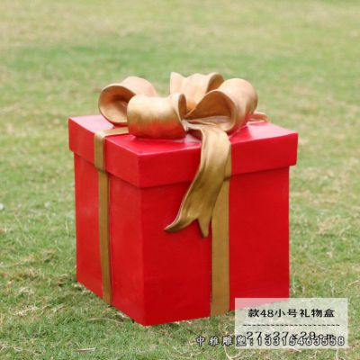 小型不锈钢仿真礼盒雕塑