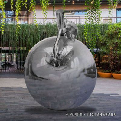 不锈钢广场镜面苹果雕塑