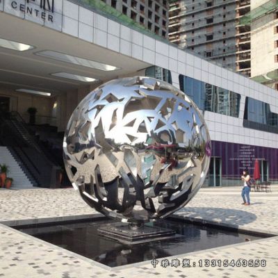 不锈钢广场镂空圆球雕塑