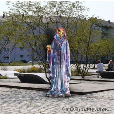 广场镜面抽象人物不锈钢雕塑