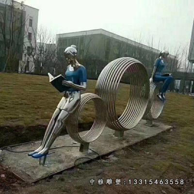 不锈钢校园创意读书人物雕塑