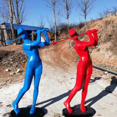 户外喷漆高尔夫人物不锈钢雕塑