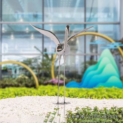 抽象仙鹤动物不锈钢雕塑