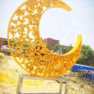 不锈钢城市镂空月亮雕塑