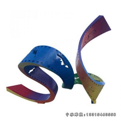 公园彩绘胶卷不锈钢雕塑
