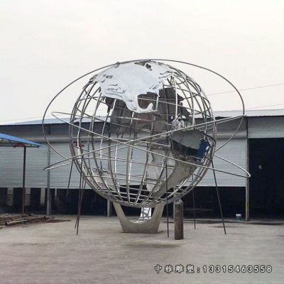 不锈钢校园金属地球仪雕塑