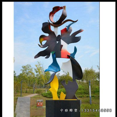 公园不锈钢彩绘风车雕塑