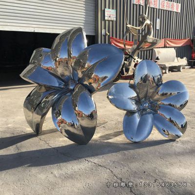 广场不锈钢仿真花朵雕塑