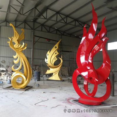 不锈钢喷漆抽象凤凰雕塑