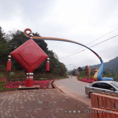 景区大型拱门不锈钢雕塑