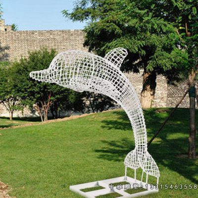 镂空玩耍不锈钢海豚雕塑