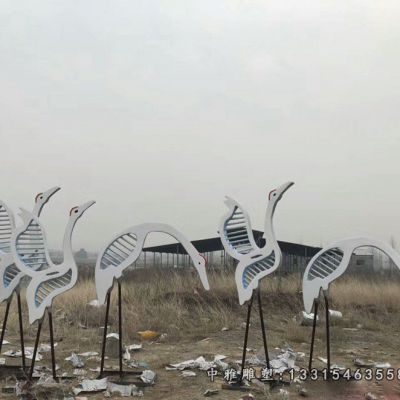 抽象不锈钢剪影仙鹤雕塑