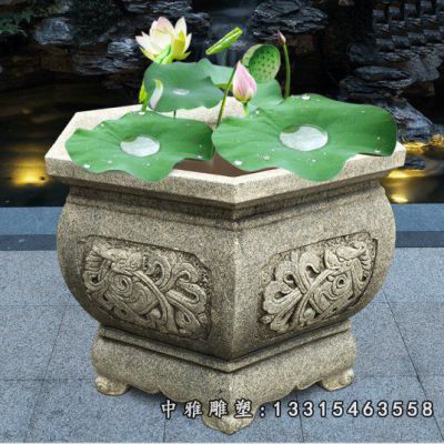 小区石雕景观花盆