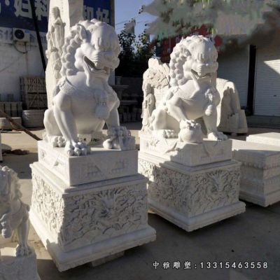 石雕门口瑞兽狮子