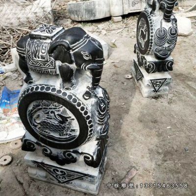 仿古石雕大象抱鼓石