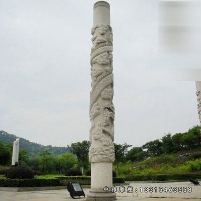 大型广场石雕龙柱雕塑