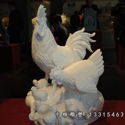 打鸣公鸡石雕雕塑