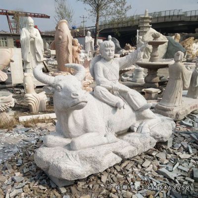 户外石雕牧童人物