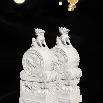 石雕宅门麒麟抱鼓石雕塑