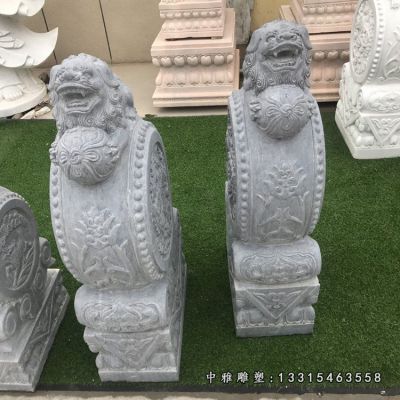 宅门石雕狮子抱鼓石摆件