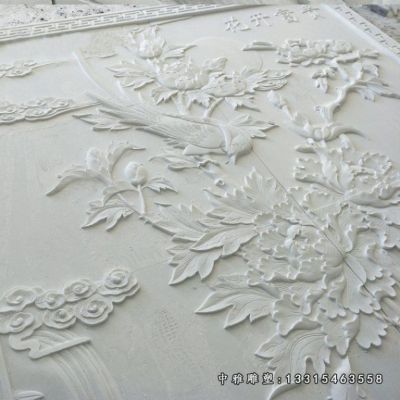 公园花开富贵石浮雕