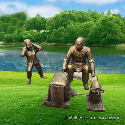 商业街铜雕爆米花人物雕塑