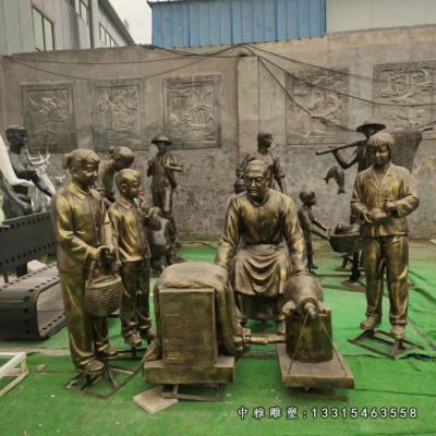 街边爆米花人物铜雕像