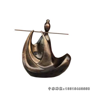 铜雕抽象吹笛子人物