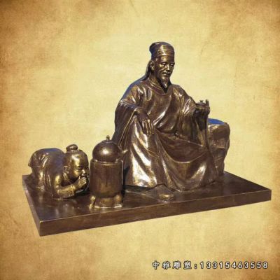 公园铜雕茶圣陆羽