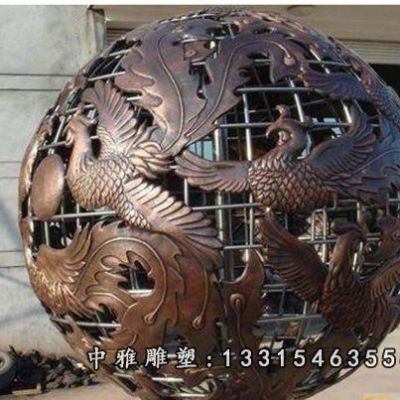 广场镂空铜雕圆球