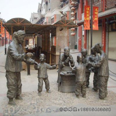商业街铜雕吹糖人人物