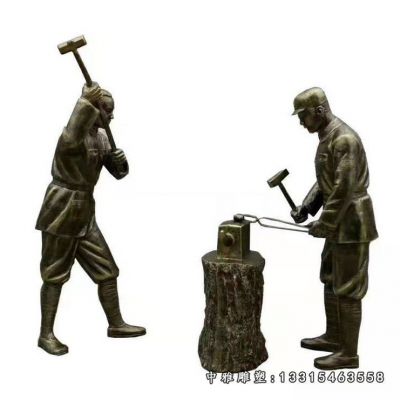 商业街打铁人物铜雕