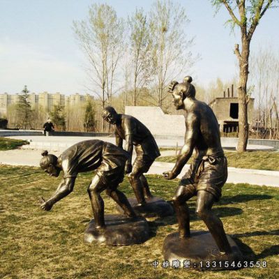 农耕插秧人物铜雕