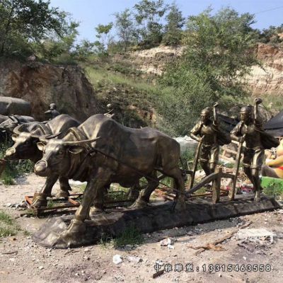 户外铜雕农耕主题人物