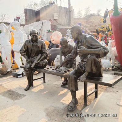 园林下棋人物铜雕