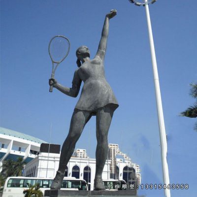 铜雕广场打网球人物