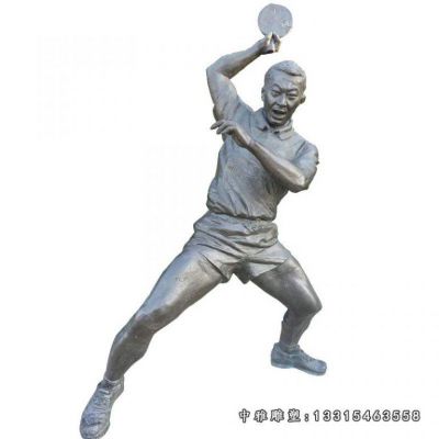 铜雕打乒乓球运动人物