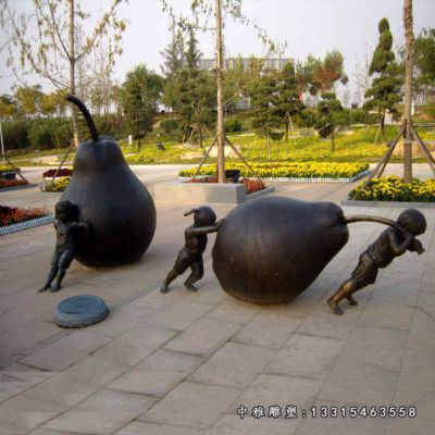 铜雕广场玩耍儿童雕塑