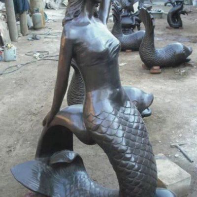 公园美人鱼铜雕摆件